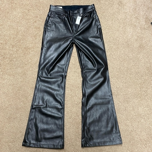 GAP women leather 70s flare high rise pants. Size 4p/27. NWT! - Picture 3 of 7